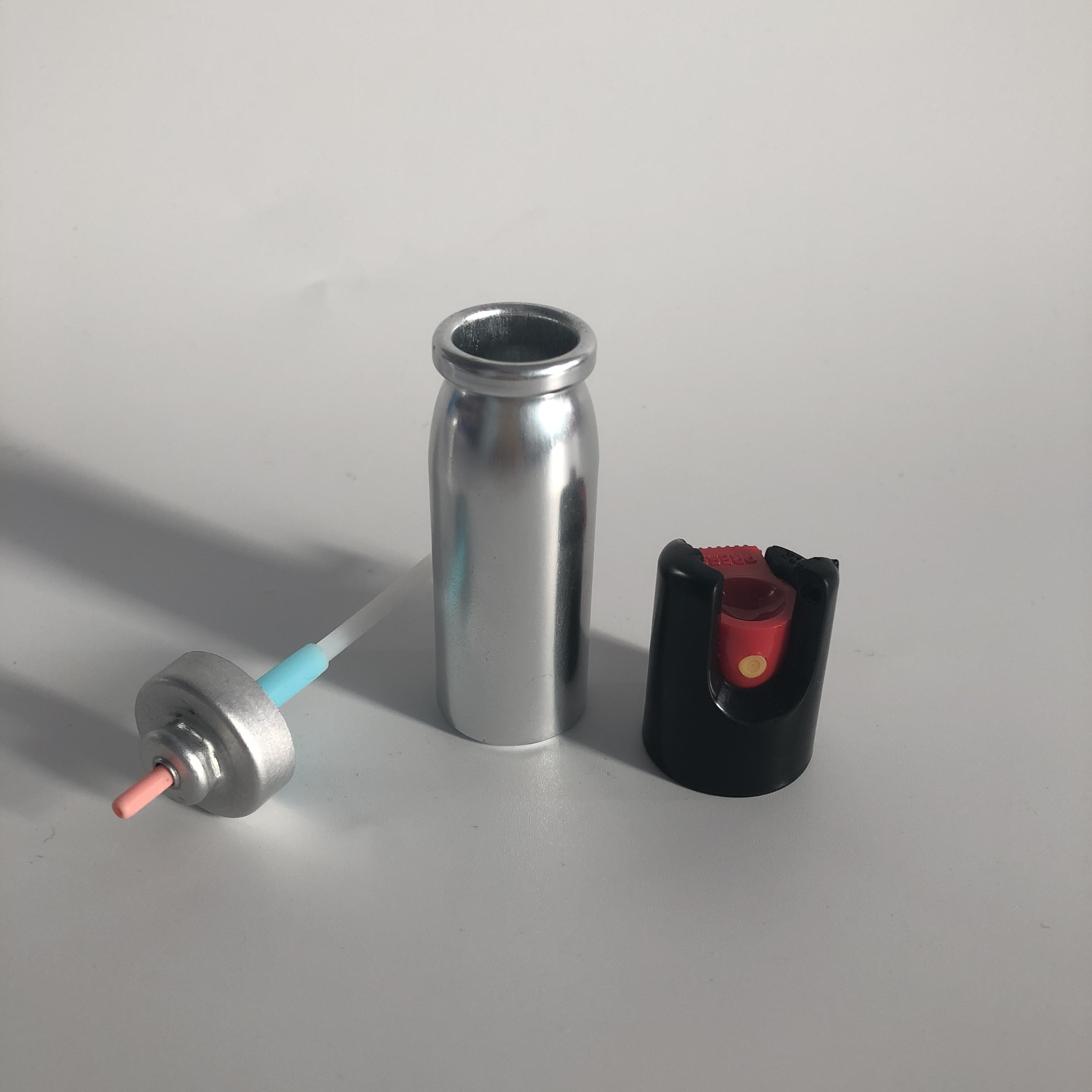 Hot sale 25ml aerosol aluminum can for pepper spray with aerosol valve and safety caps